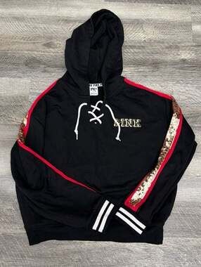 Victoria's Secret PINK Limited Edition Bling Rose Sequin Lace-Up Hoodie